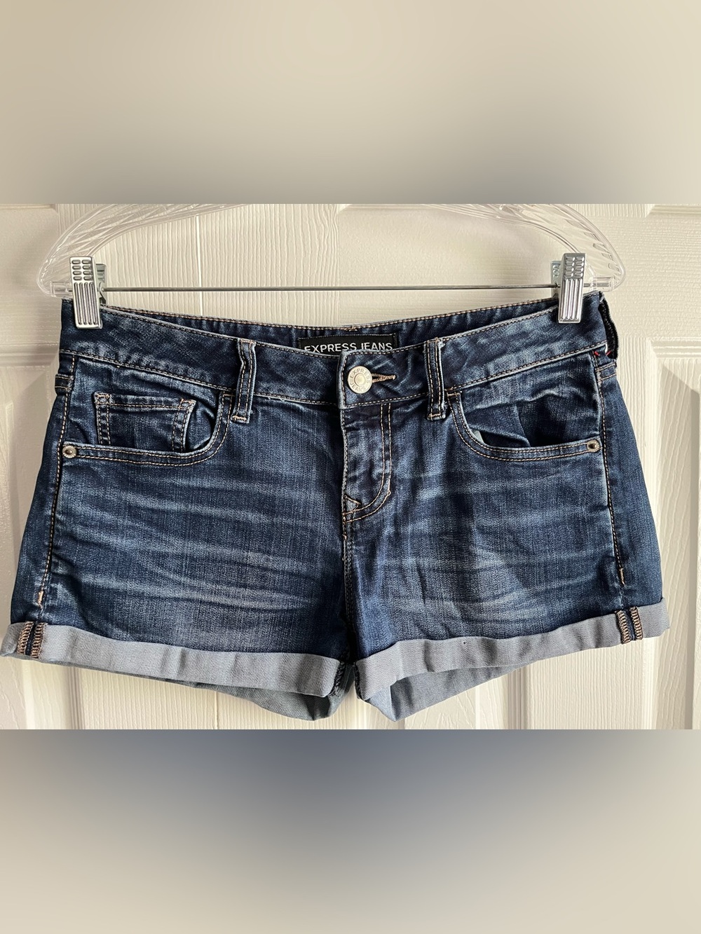 Express Jeans Dark Blue Wash Denim Jean Shorts Size 0